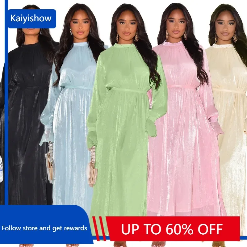 

Элегантные африканские платья для женщин осень 2023 Африканское длинное вечернее платье макси с длинным рукавом и круглым вырезом африканская одежда Дашики