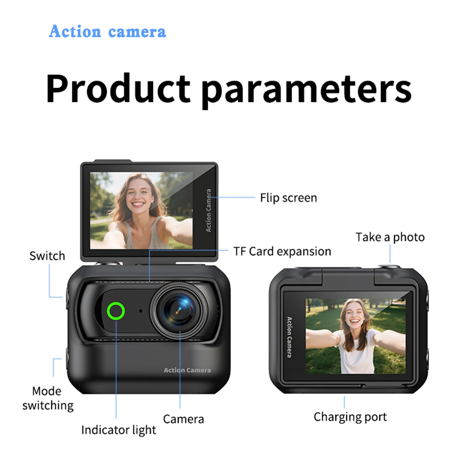 Caméra Action 4K 30fps Étanche avec Coque et Accessoires