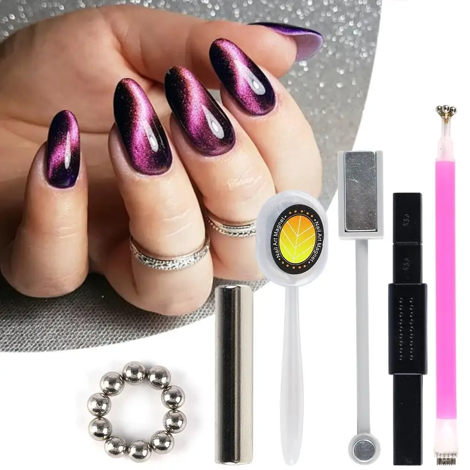 Ensemble De 11 Aimants 3D Pour Nail Art Effet œil-de-chat Pour Séchage à DEL Et UV, Trempage, Polissage, Outils De Manucure