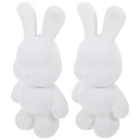 2 Pcs White Embryo Rabbit Piggy Bank Bunny Purse Coin Kids Cartoon Cute Vinyl Unfinished Child Toys 1