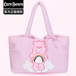 Genuine Carebear Rainbow Bear Quilted Cotton Shoulder Bag - Fashionable Large - Capacity Crossbody (WHITE)