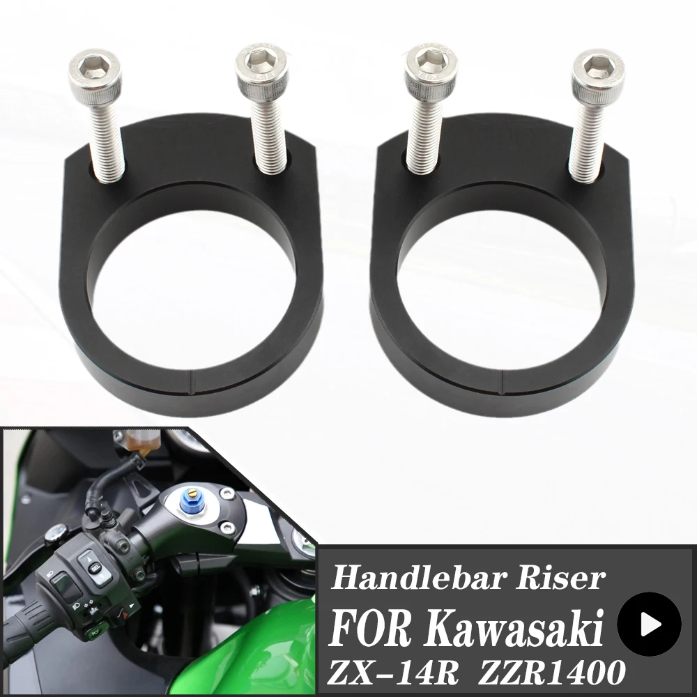 FOR Kawasaki ZX-14R ZZR1400 2006-2022 Motorcycle Handle Bar Mount Clamps 15MM Riser Adapters ZX-14 R ZZR 1400 ZX14R Aluminum