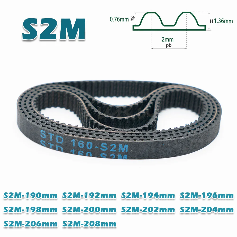 Description Picture 3 of itemS2M Timing Belt Perimeter 210 212 214 216 218 220 222 224 226 228mm Width 4~20mm CNC Transmission Rubber 2M Closed Loop Drive