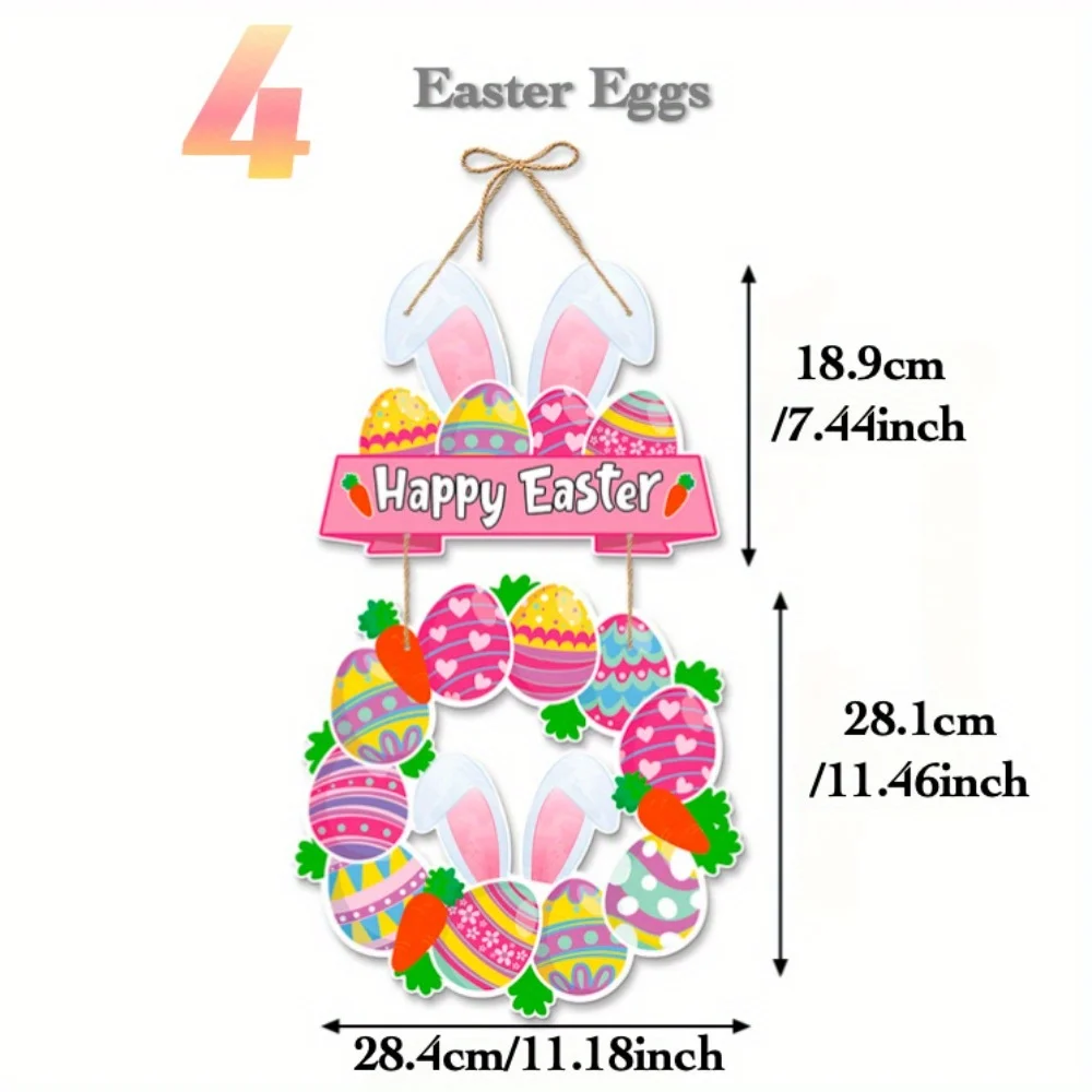 Easter DIY Hanging Ornament with Sting and Dispensing glue, Easter Bunnies, Eggs and Carrot Elements, for Home Office Room Party
