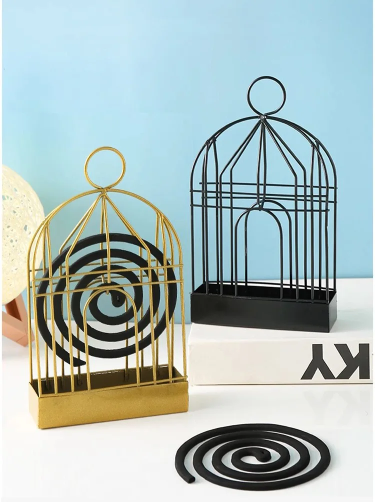 Description Picture 2 of itemMosquito Coil Holder, Incense Burner Rack, Portable Hanging Bird Cage for Outdoor Home Garden Decoration Bar Yard Office Desk
