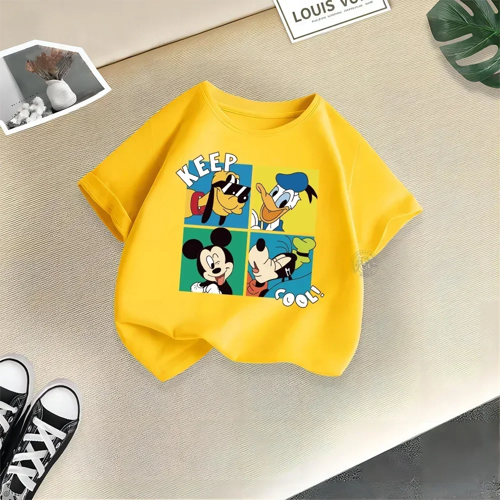 Disney Mickey Minnie Summer Short Sleeve Cartoon Print Baby Girls Cotton T-shirt Boys Girls Comfortable Top Cotton T-shirt top 6