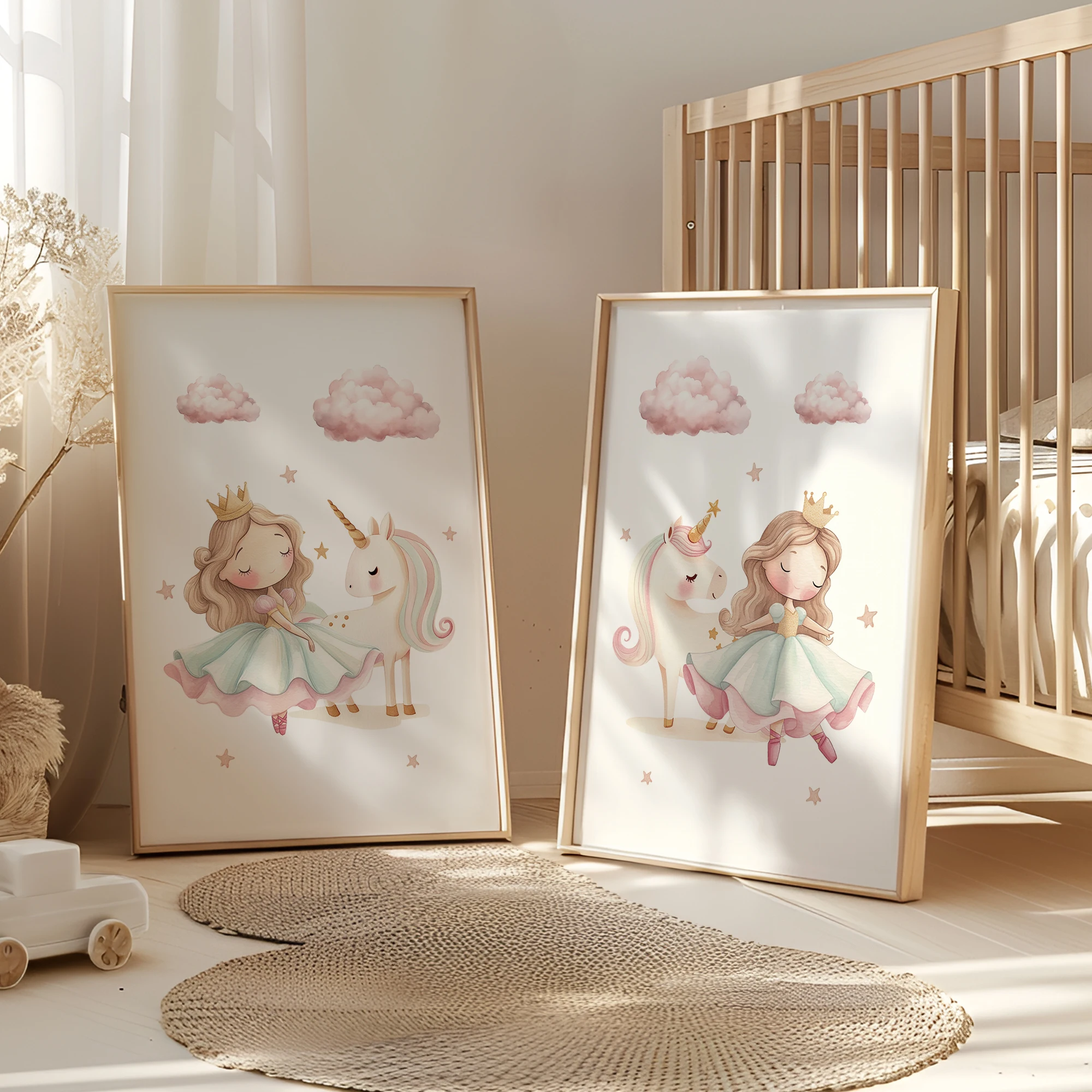 3pcs Personalized Custom Name Cartoon Child Unicorn Wall Art Print Picture Canvas Poster Painting For Living Room Home Decor 3