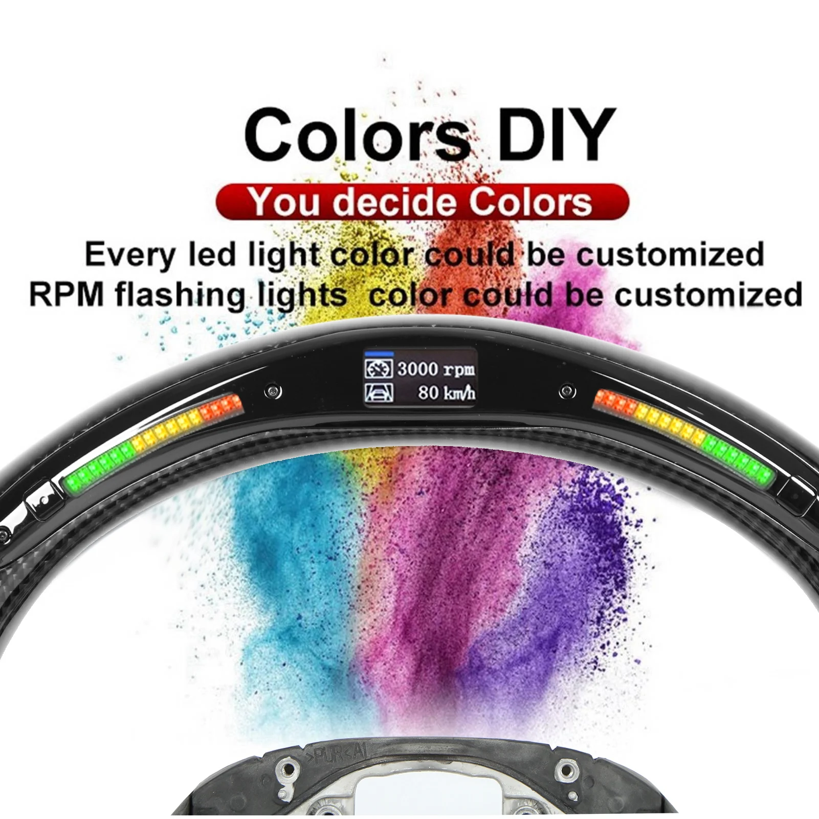 탄소 섬유 스티어링 휠 교체, BMW M5 F90 M8 X3M X4M X5M X6M G3X G0X M 스포츠, 32 LED 디스플레이 시프트 조명