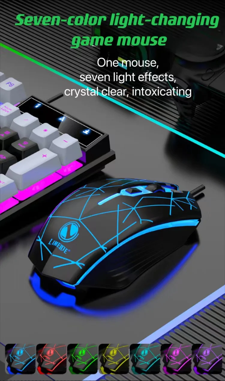 Wired USB Luminous Mechanical Keyboard and Mouse Set for PC and Laptop Gaming