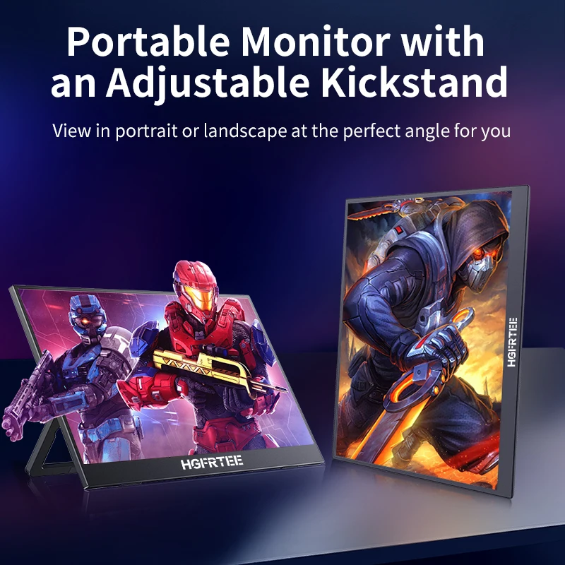 HGFRTEE 2.5K 14.1인치 휴대용 게임 모니터 60Hz QHD IPS USB-C 노트북 PC Mac 스위치 PS5/4 Xbox용 HDMI 외부 디스플레이