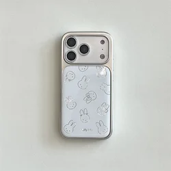 Electroplated Line Rabbit Phone Case with Plush Pendant - Cute Protective Cover - iPhone 17 Pro (JK072 - 1)