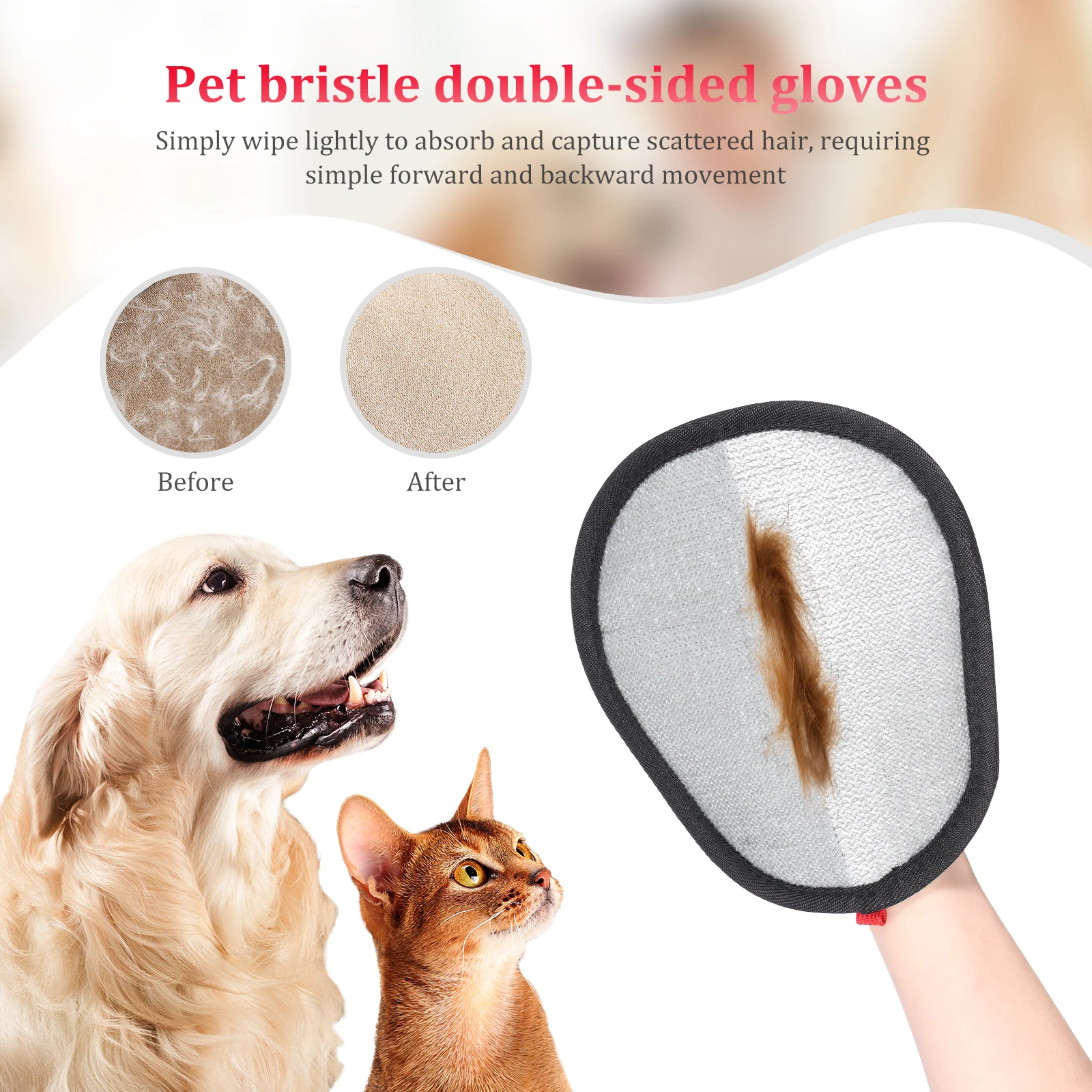 2Pcs Pet Grooming Gloves Efficient Pet Hair Removal Glove Reusable Electrostatic Cat Dog Hair Brush Cleaning Tool Pet Supplies