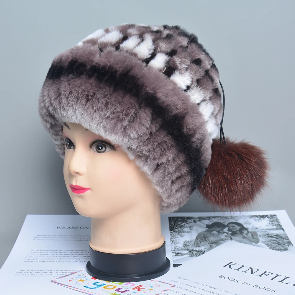 Hot Sale Women Winter Rex Rabbit Fur Hat Knitted Fur Hats Fashion