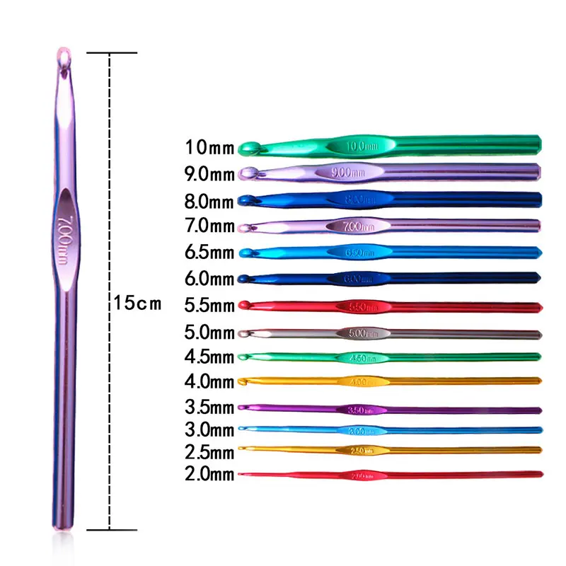 Stainless Steel Crochet Set Hooks Needles Alumina Knitting Hooks 2-10mm Yarn Needle Multiple Sizes Metal Sewing Accessories Tool crochet kit,crochet hooks,knitting supplies,crochet needles,knitting craft supplies