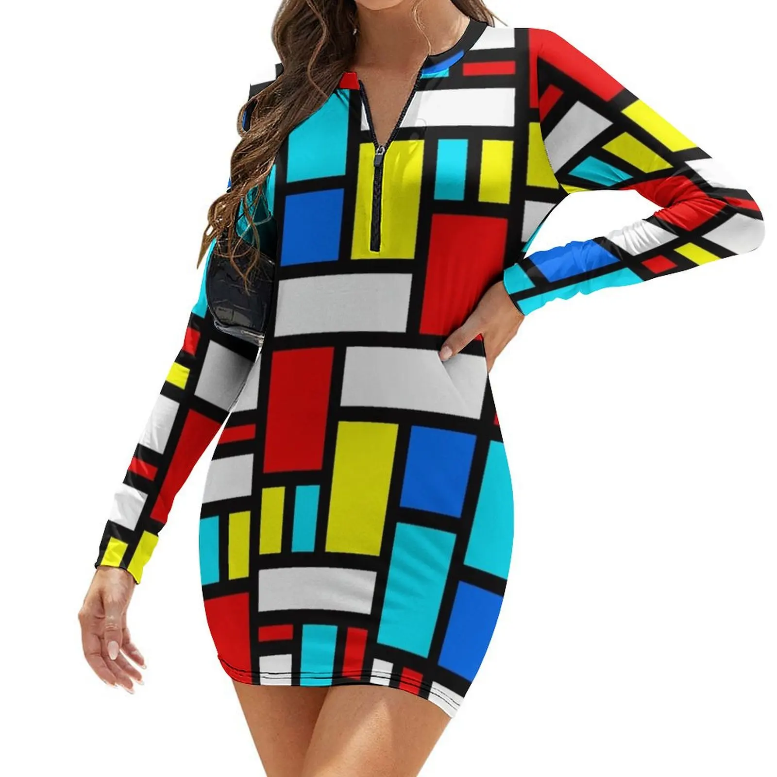 

Bauhaus-esque Mid Century Modern 4 Long-Sleeve Bodycon Dress Women's evening dress dress for women 2024