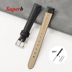 Premium PU Leather Watch Strap - Soft Universal Sport Bracelet - 22mm (Black - Silver)