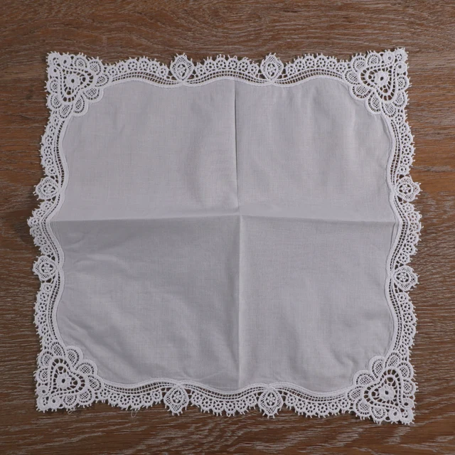 Lhs001 White Cotton 3 Dcs/Set 12 "X12" Designs Hankies Női Esküvői Ajándékok Csipke Zsebkendők Készletek - Image 5