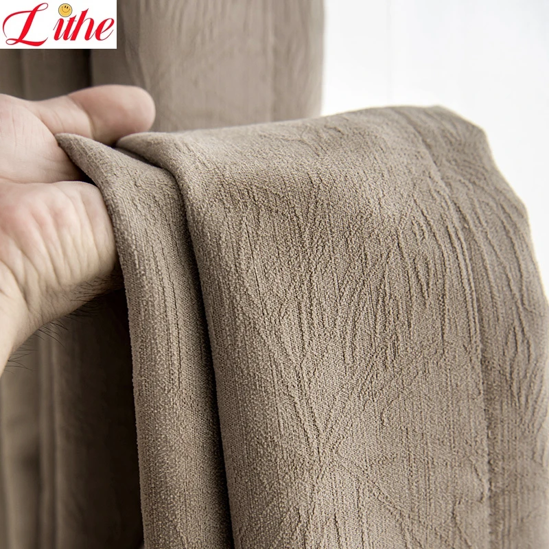 

Chenille Leaf Jacquard Thickened Curtains To Keep Warm Living Room Bedroom Windows Balcony Blackout Curtains Customization Sale