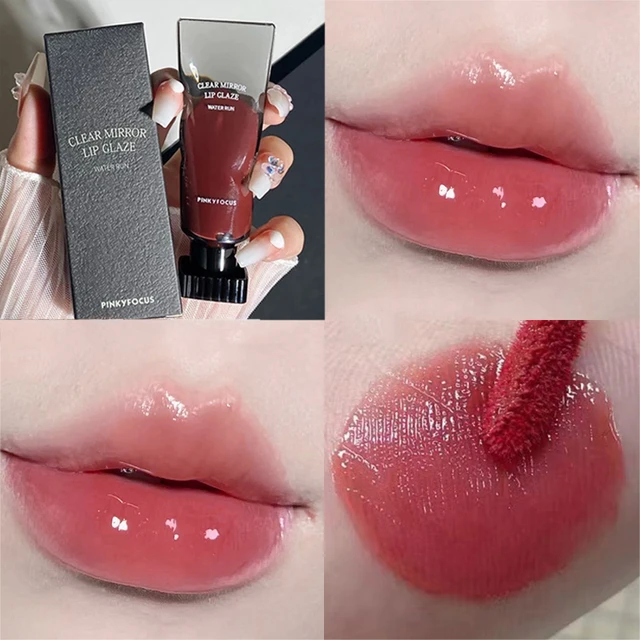 PinkyFocus Black mirror light lip glaze Lipstick Gloss, Beauty