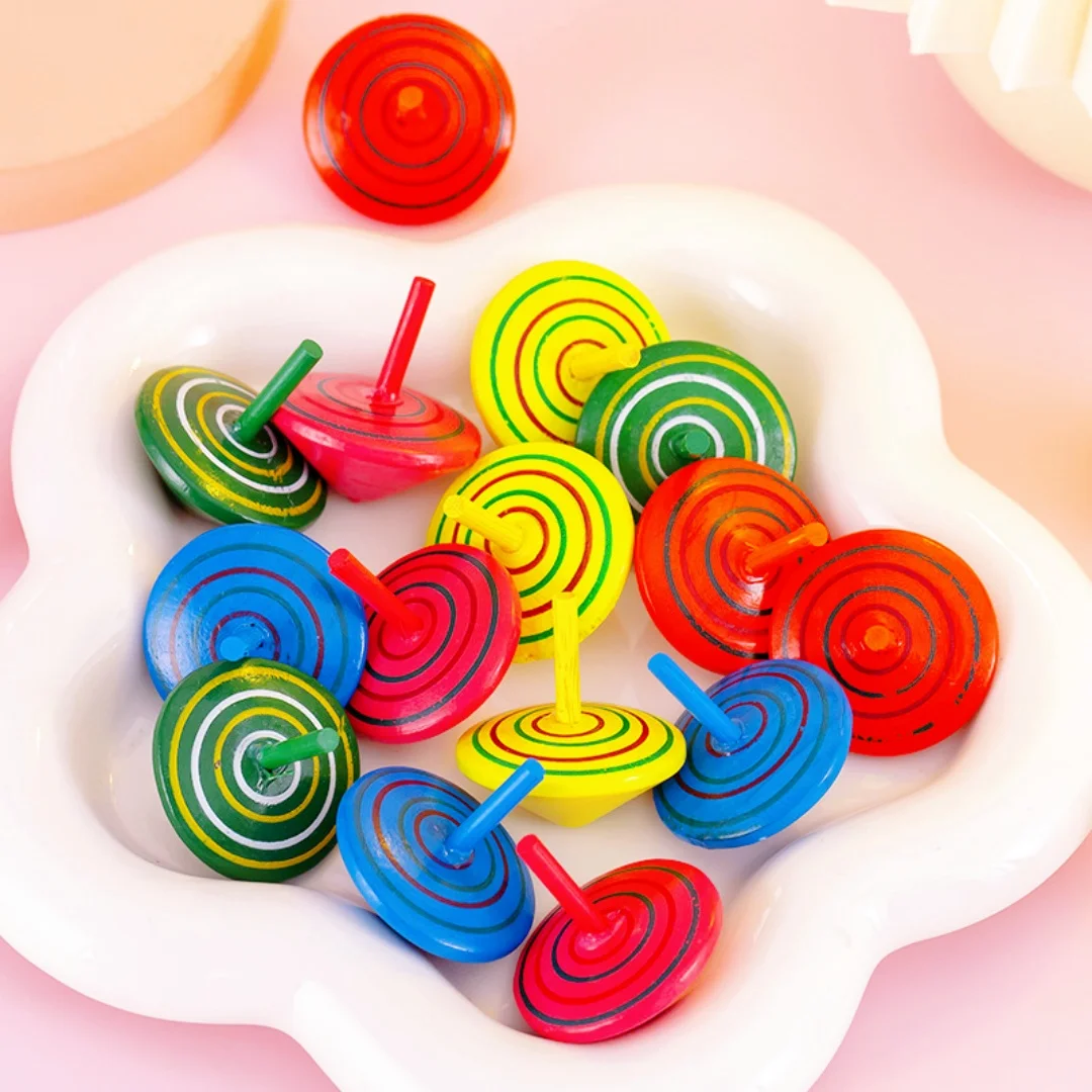 12-36Pcs Fun Wooden Spinning Tops for Children’s Party Gifts, Birthday Carnival Gift Souvenirs, Back-to-school Classroom Rewards - 6