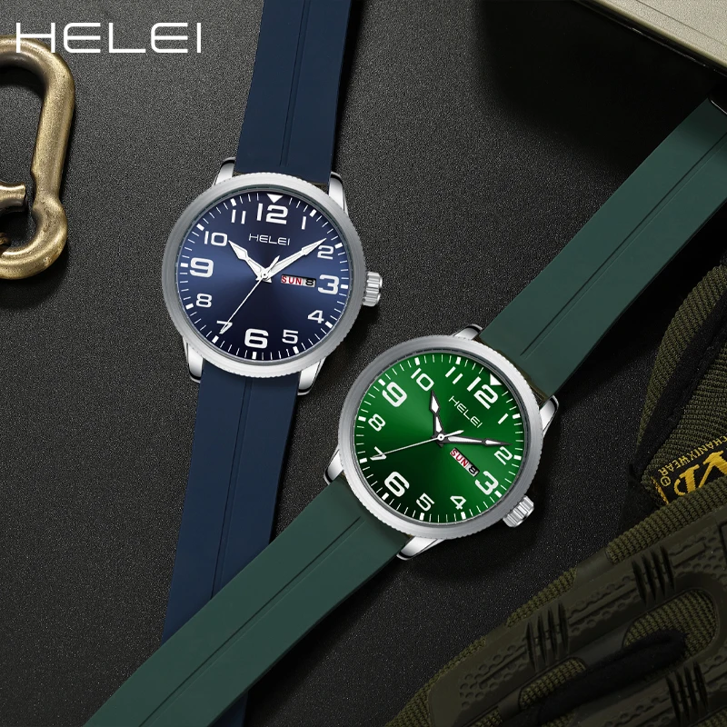 HELEI Men's Quartz Watches Luxury Men's Watches Fashion Calendar Week Display Waterproof Wristwatch Gifts For Men