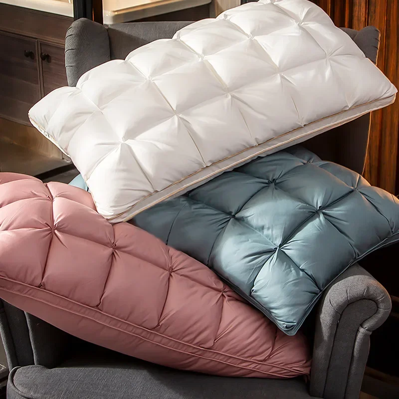 

Новейшие 3D подушки для кровати из гусиного пуха и перьев для сна, 100% подушка из хлопка с наполнителем, Королевский натуральный чехол