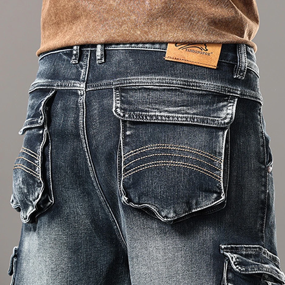 Denim Shorts Men Summer Jeans Shorts Baggy Cargo Fashion Streetwear Short Pants Plus Szie 44