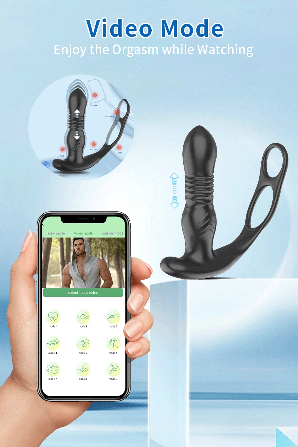 Telescopic Anal Butt Plug Prostate Massager Male Dildo Anal Plugs Vibrator Delay Ejaculation Penis Ring Sex Toys for Gay Men