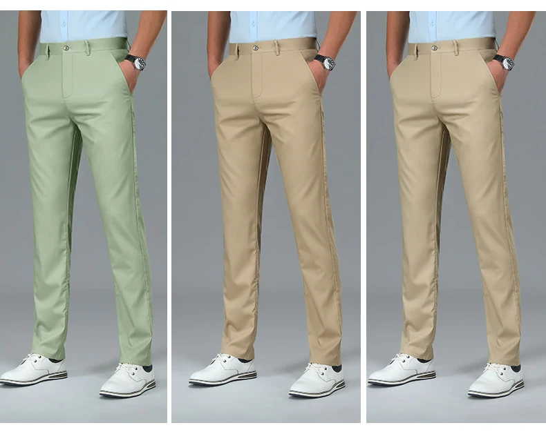 Description Picture 4 of itemBamboo Fiber Luxury Straight Pants Men Spring Summer New Business Breathable Casual Long Formal Suit Trouser Male