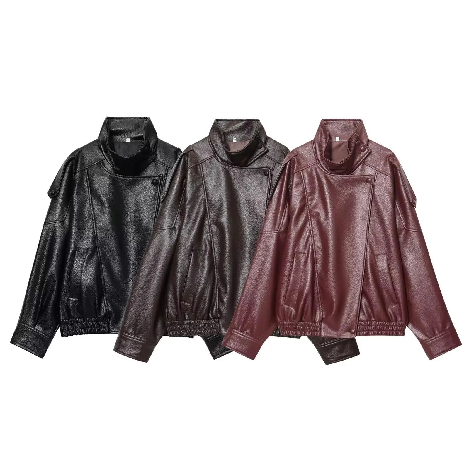 Women's Jacket Winter 2025 New Long Sleeve Chic Faux Leather Jackets Coat Motorcycle Style Personality Fashion Outerwears