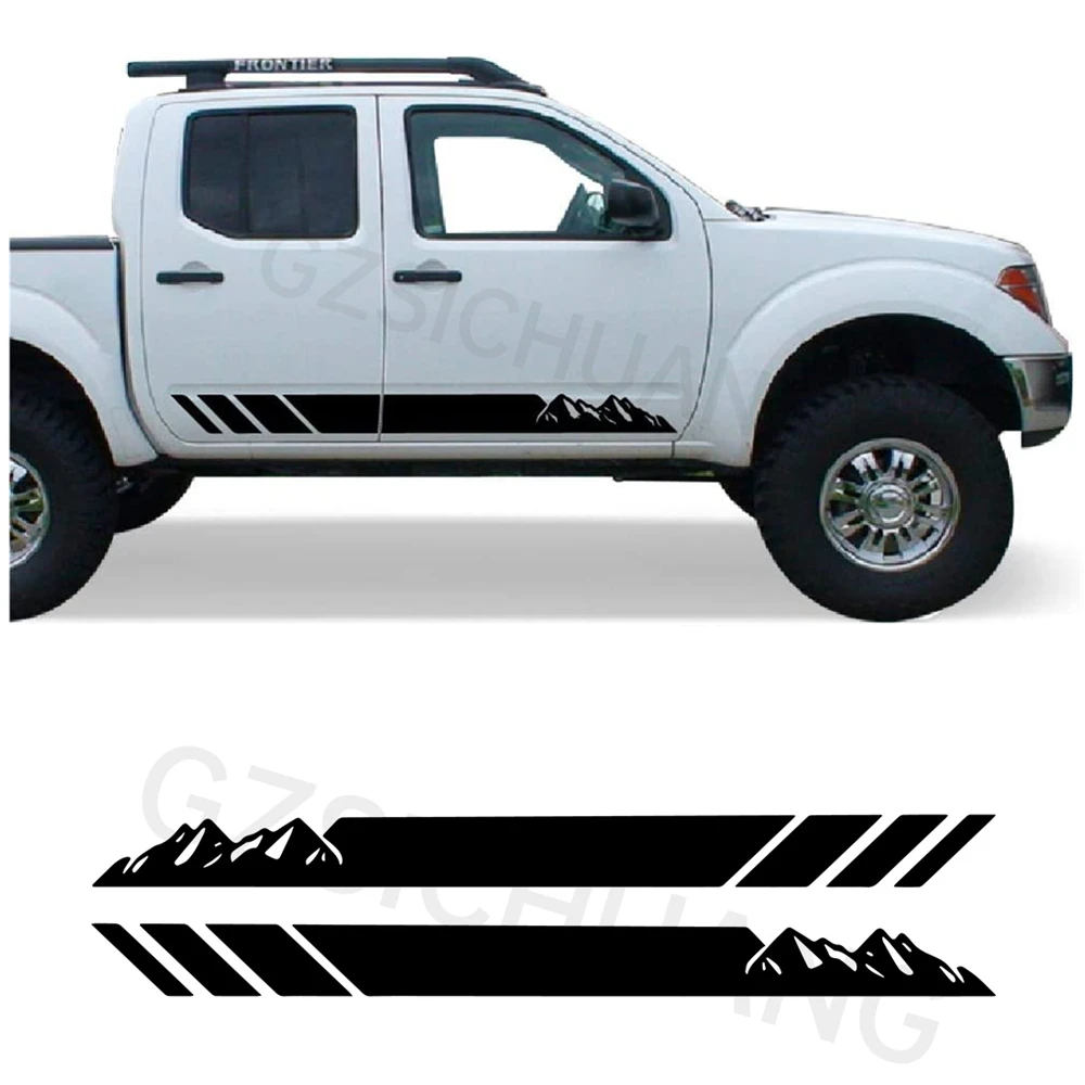 

2Pcs Car Stickers Door Side Mountains Stripes Graphics Vinyl Decals For Nissan Frontier Navara D22 D40 2004-2015 2020 2021 2022