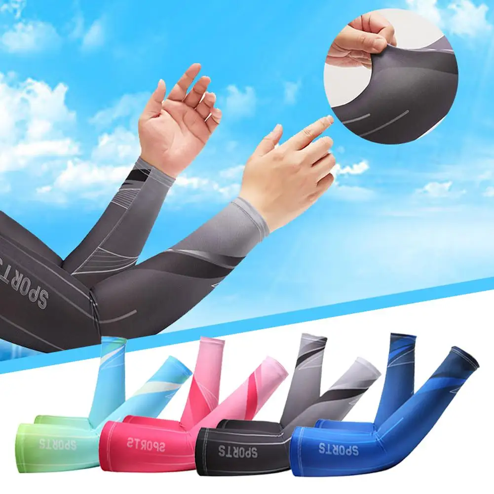 

Cycling Ice Sleeve Driving Sun Protection Two-Tone Outdoor Fishing Sleeve Cover Sport Non-slip Summer Arm Elastic Men's U8M3
