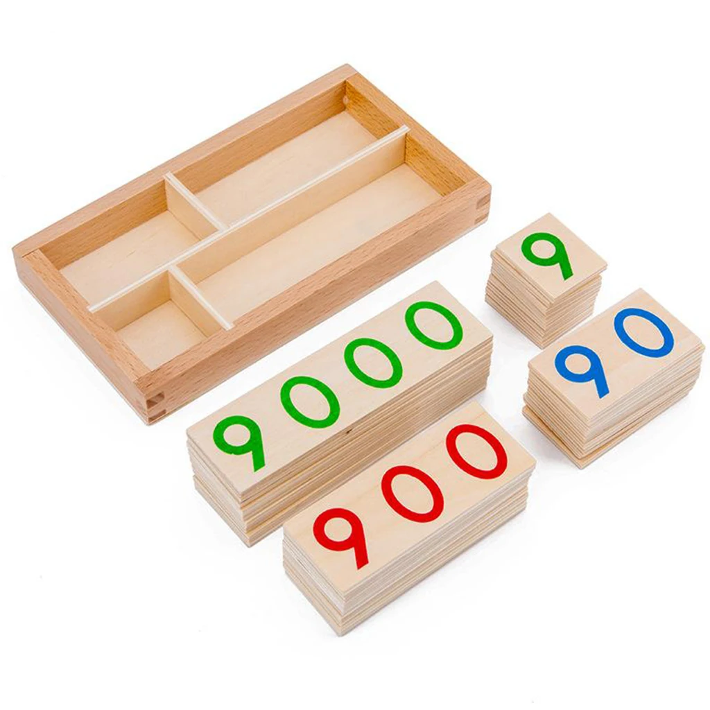 Wood Mathematics 1-9000 Number Multicolor Pre Counting Educational Developmental Montessori Math Learning Activity Toys For Kids