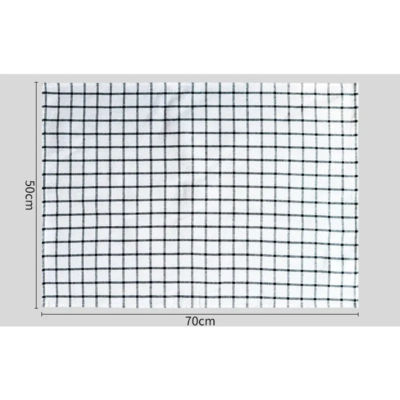 Cloth Napkin for Home Kitchen Cotton Plaid Striped Daily Necessities Drain Pad Black Stain-resistant Series