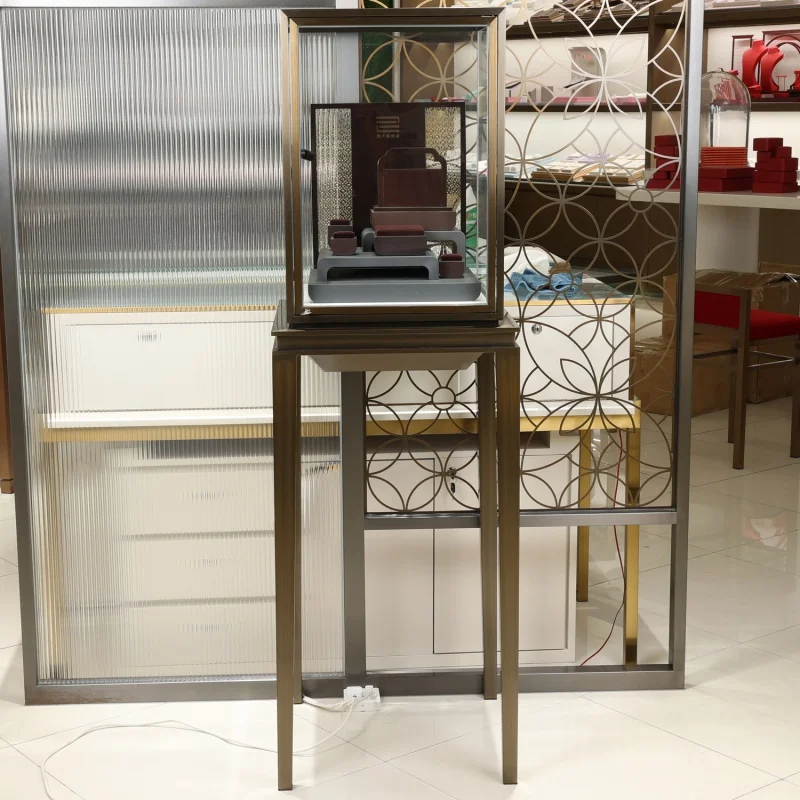 Customized product、customize Logo Luxury Jewelry Display Cabinet  Counter Jewellery Glass Showcases Cabinet for Storing and Disp