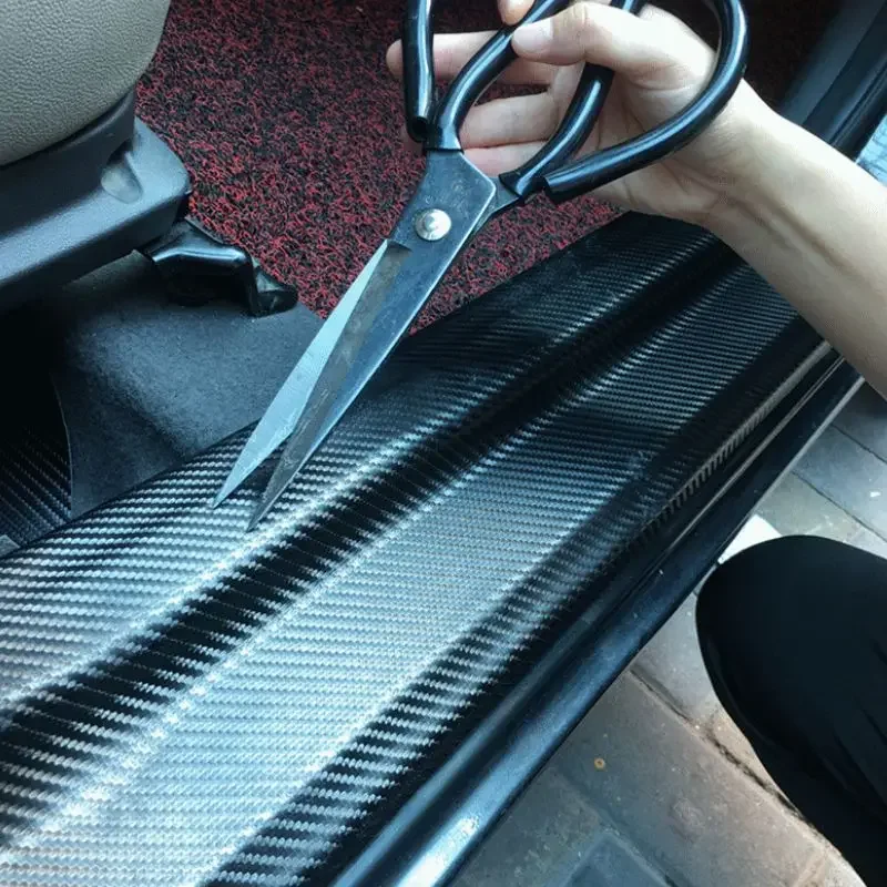 Self-Adhesive Carbon Fiber Leather Backing Crown 513L Car Decorative Threshold Strip Door Panel Anti-Kick PVC Leather