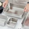 Food Storage Trays Rectangle Preservation Box with Plastic Cover Stainless Steel Multi-Function Rustproof Barbecue Food Storager 3
