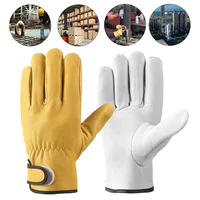 1 Pair Work Gloves Soft Sheepskin Leather Driver Hunting Driving Farm Garden Welding Security Protection Safety Mechanic Gloves 2