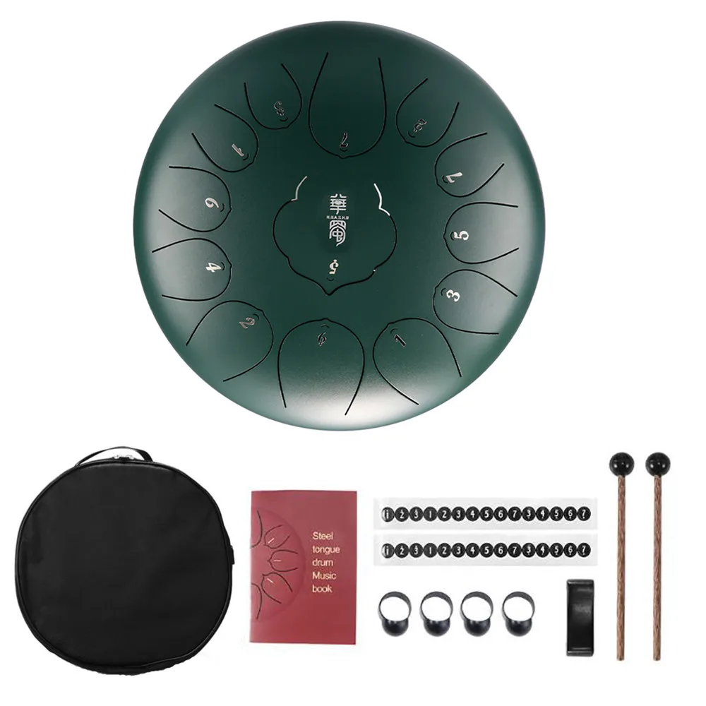 12 Inch 13 Tone Handpan Drum Yoga Meditation Ethereal Drum Steel Tongue Percussion Instruments with Bag and Mallets
