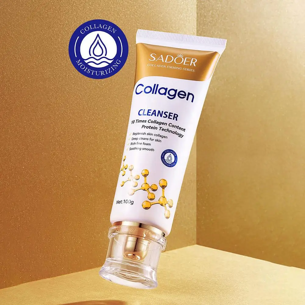 Collagen Cleansing Foam, Gentle Foaming Facial Cleanser With Collagen Face Wash For Deep Cleansing & Hydration Skincare 100g
