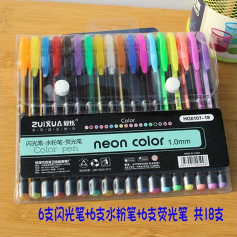 

HP6107-18 6pcs highlighter pen& 6pcs Water chalk pen& 6pcs flashlight pen Good gift For Coloring Kids Sketching Painting Drawing