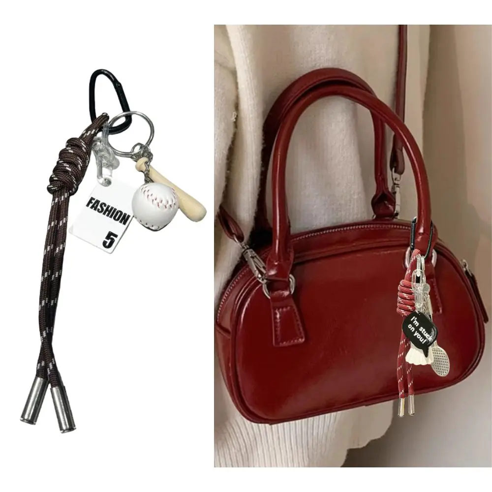 Tote Bag RopesCute Bag Decors Y2K Keychain Bag Pendants Hand Woven Phone Rope Women Bag Ropes Baseball Badminton Tennis Pendant