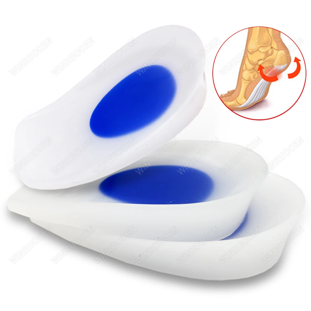 Gel-Silikon-Ferseneinsätze, medizinisches Kissen, stoßdämpfende Fersensporn-/kalkaneale Schmerzlinderung, Unisex-Komfort-Fersenschalen – Detail 2