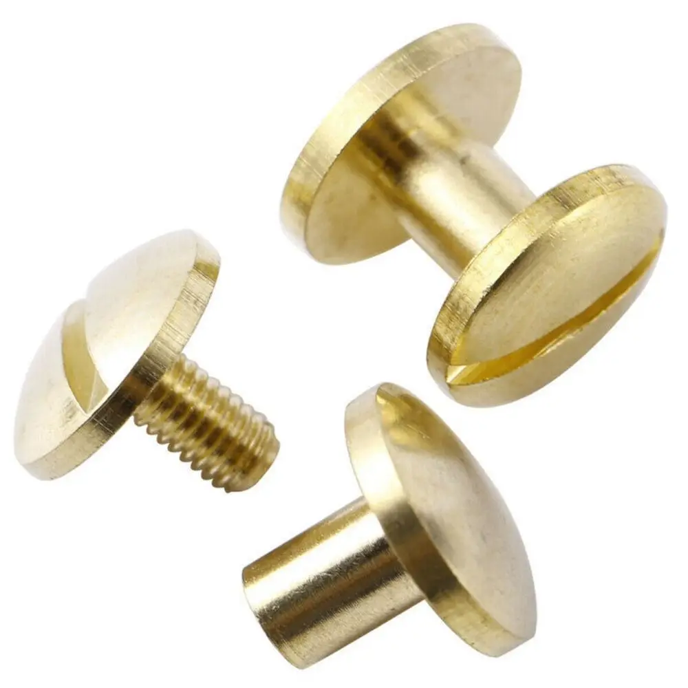 10Pcs/Set Arc Belt Screw Leather Craft Chicago Nail Brass Solid Rivet Stud Head