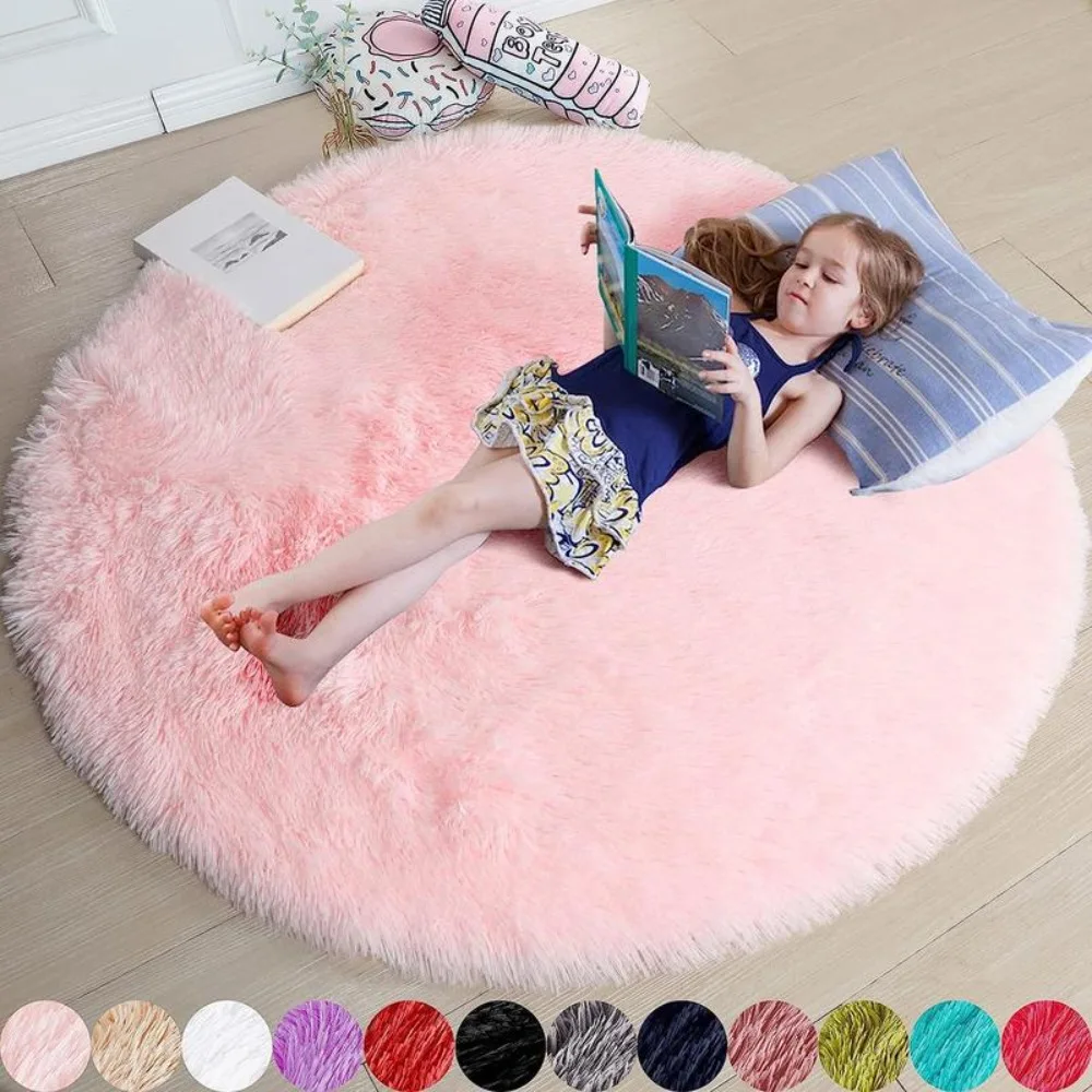 

Round Rug for Bedroom, Fluffy Circle Rug 4'X4' for Room,Furry Carpet for Room,Shaggy Circular Rug ,Fuzzy Plush for Dorm