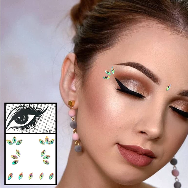 Rhinestone Face Gems, 4-Pack Black Forehead Eye Festival Jewels Tattoo  Sticker 