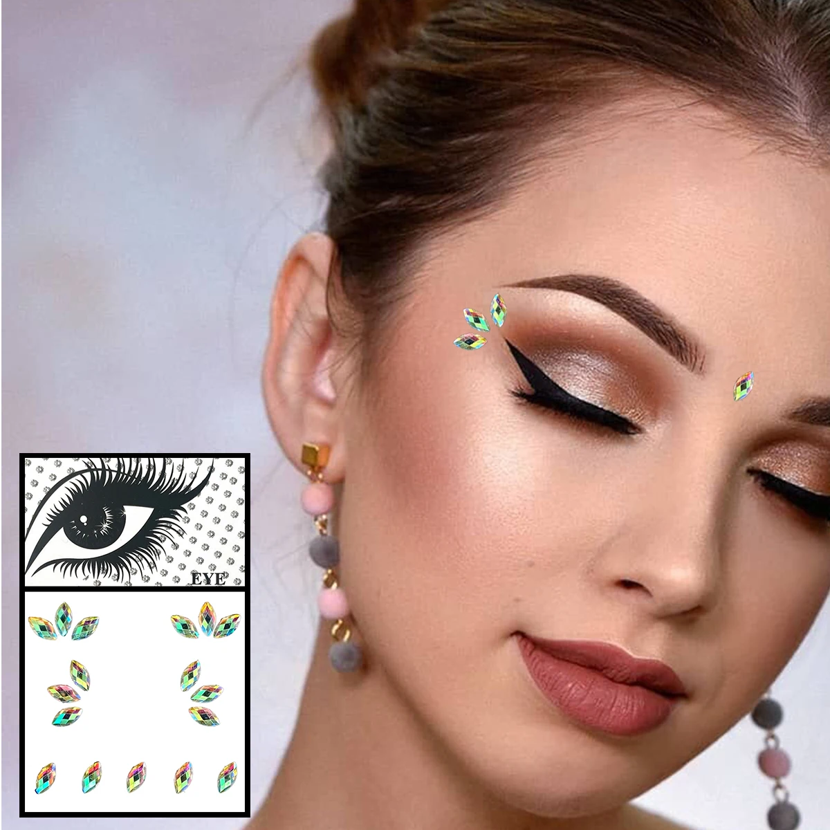 Sterne Gesicht Juwelen Temporäre Tattoos Augen Stirn Wasser Tropfen Tränen  Edelsteine Make-Up Aufkleber Glitter Strass Schmuck Nail art Rave