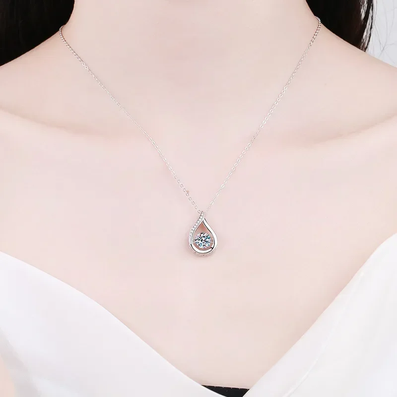 1 Carat Moissanite Pendant Necklace For Women Party 925 Sterling Silver Diamond Neck Chain pendant necklace,moissanite necklace