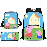 Child Backpacks Cute Anime P-Peppas-Pigs Shoulder Bag Pencil Case Pupil Large Capacity School Bags for Boys Girls Best Gift