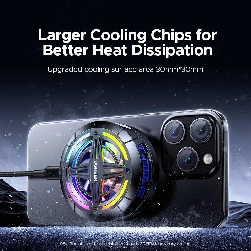 UGREEN Magnetic Phone Cooler Silent Fan 35dB for Gaming iPhone Android Phone Heat Dissipation with Clamp Mount